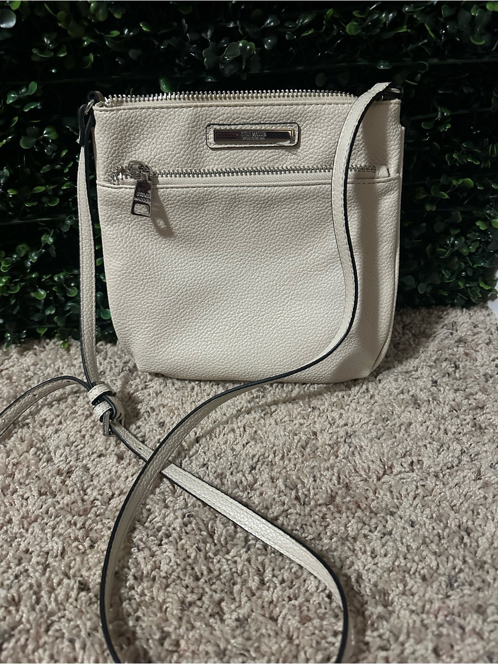 Steve Madden Cream Pebbled Crossbody Bag